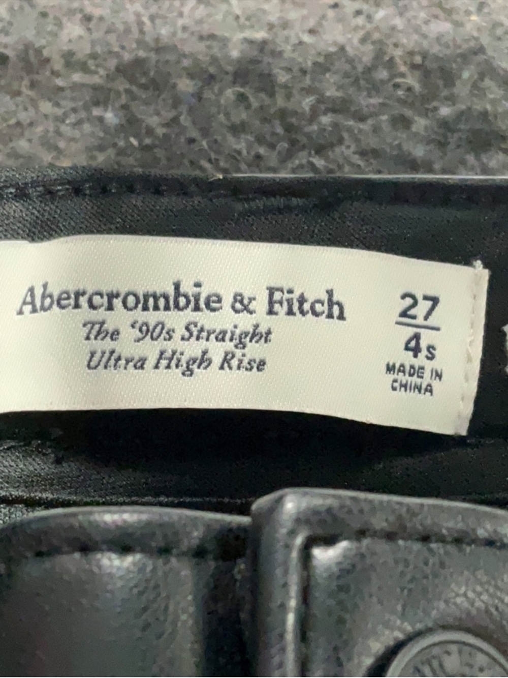 Abercrombie 90s Straight Vegan Leather Pants High Rise Black Short 27 NWT - Picture 6 of 7